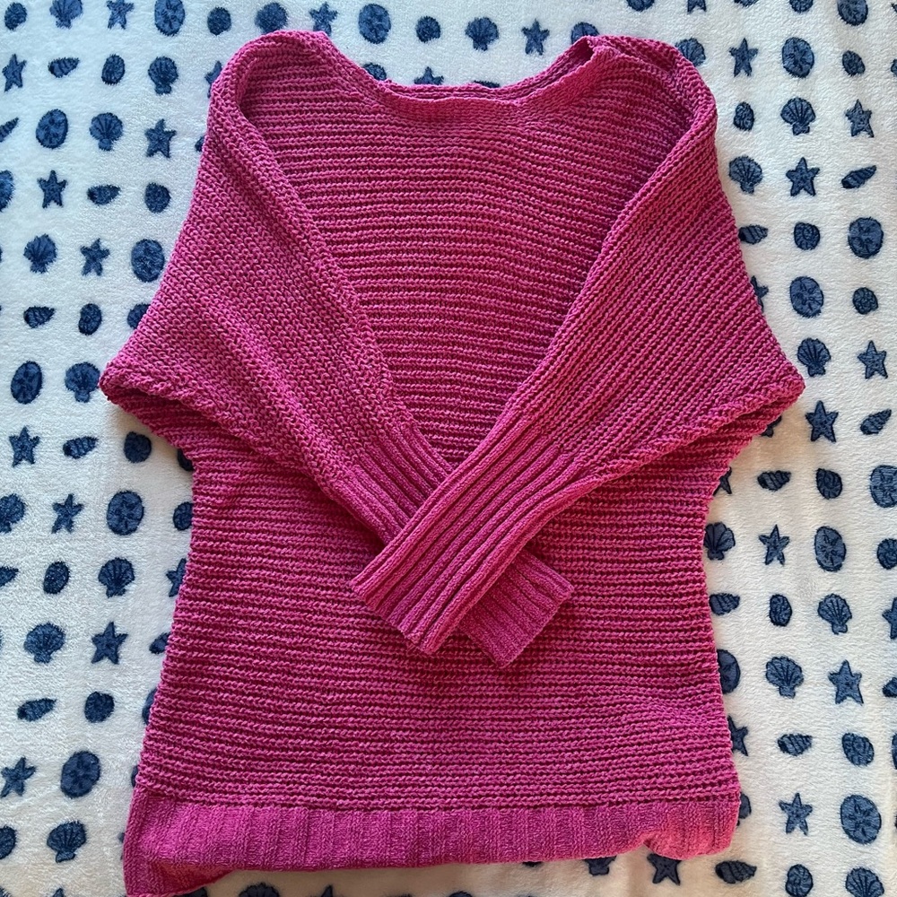 SUPER CUTE TRENDY OVERSIZED PINK ROSE SWEATER